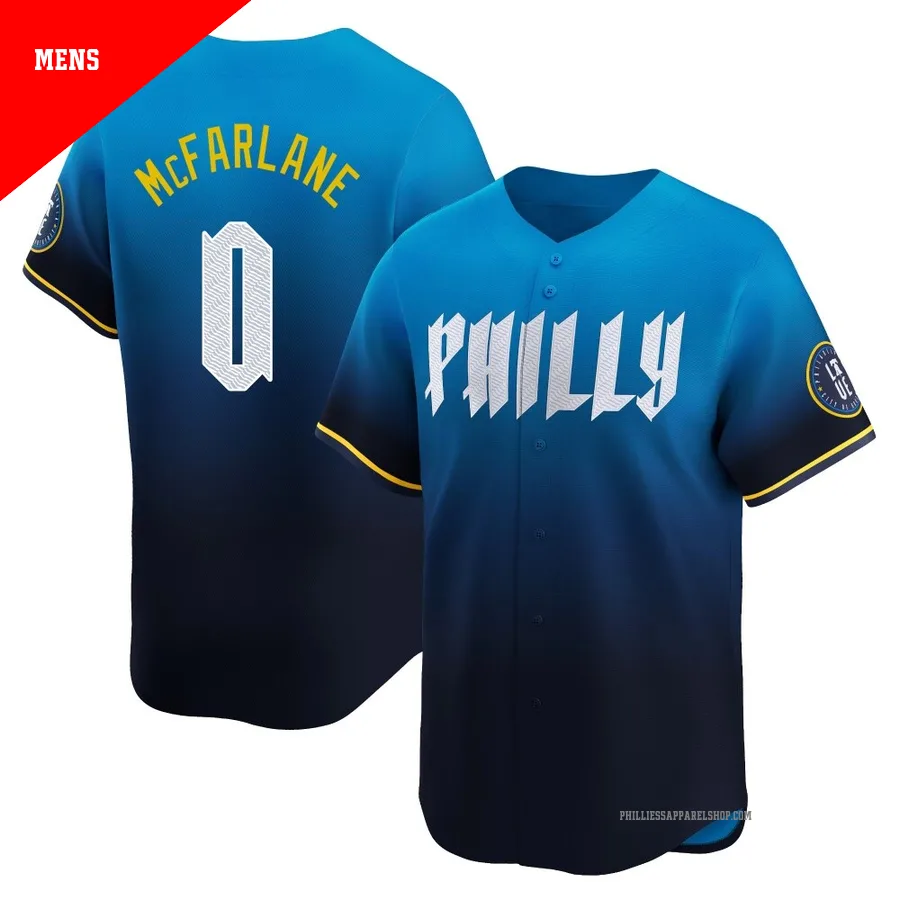 Philadelphia Phillies ＃0 Alex McFarlane Men's Blue Limited 2024 City Connect Jersey