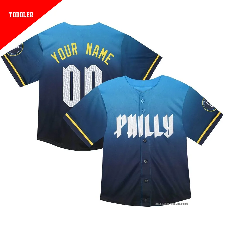 Philadelphia Phillies ＃00 Custom Men's Blue Limited Toddler 2024 City Connect Jersey