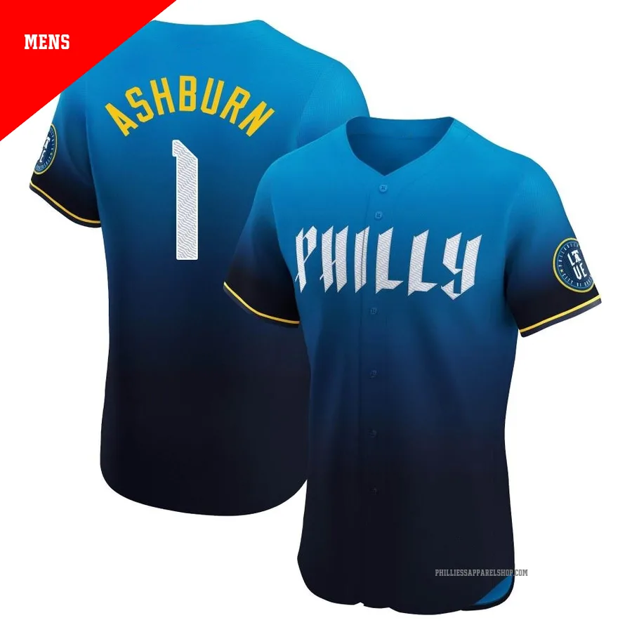 Philadelphia Phillies ＃1 Richie Ashburn Men's Blue Elite 2024 City Connect Jersey