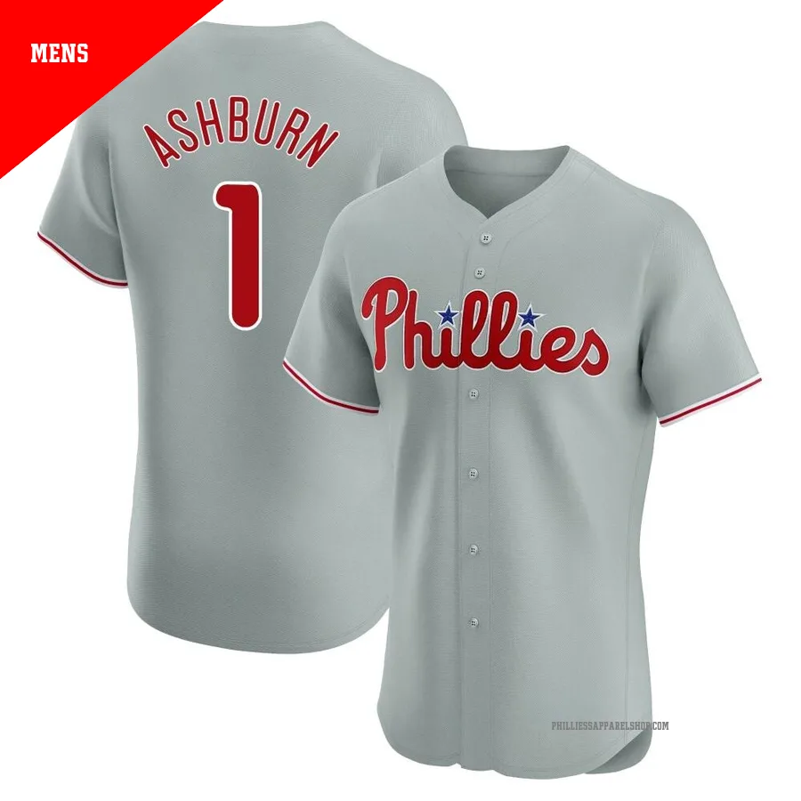 Philadelphia Phillies ＃1 Richie Ashburn Men's Gray Elite Road Jersey