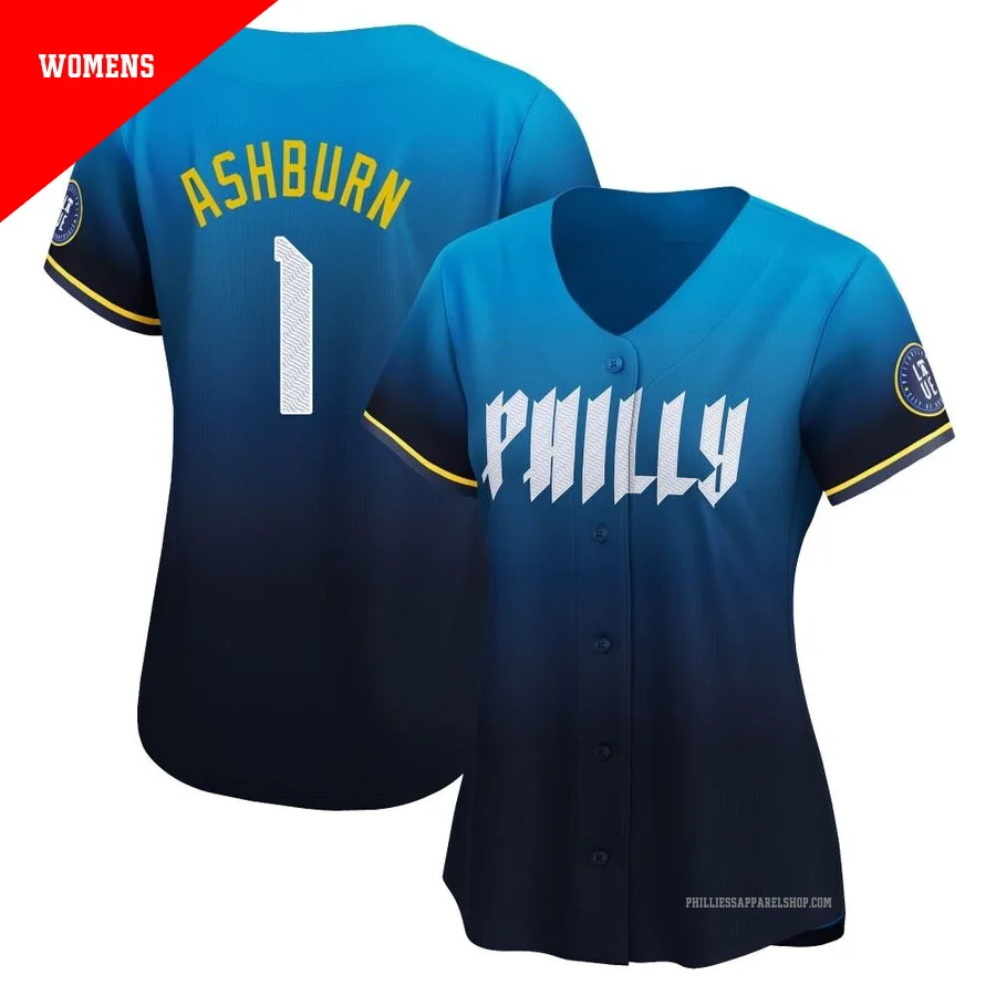 Philadelphia Phillies ＃1 Richie Ashburn Women's Blue Limited 2024 City Connect Jersey