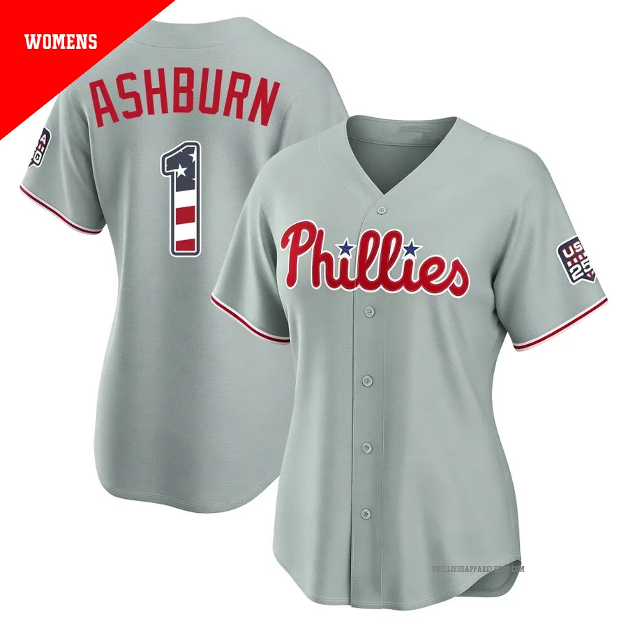 Philadelphia Phillies ＃1 Richie Ashburn Women's Gray Limited USA 250 Fourth Of July Road Stadium Jersey