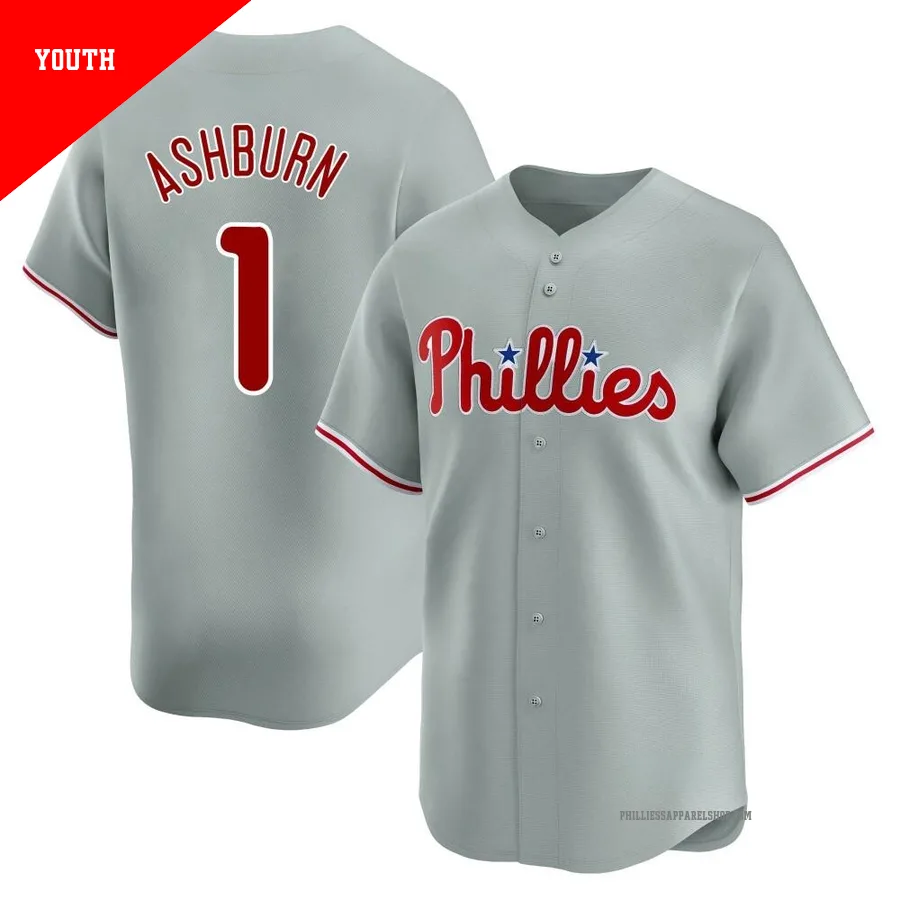Philadelphia Phillies ＃1 Richie Ashburn Youth Gray Limited Away Jersey