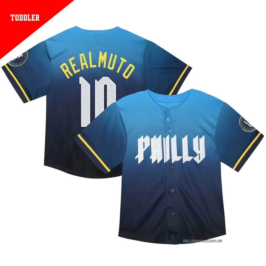 Philadelphia Phillies ＃10 J.T. Realmuto Men's Blue Limited Toddler 2024 City Connect Jersey