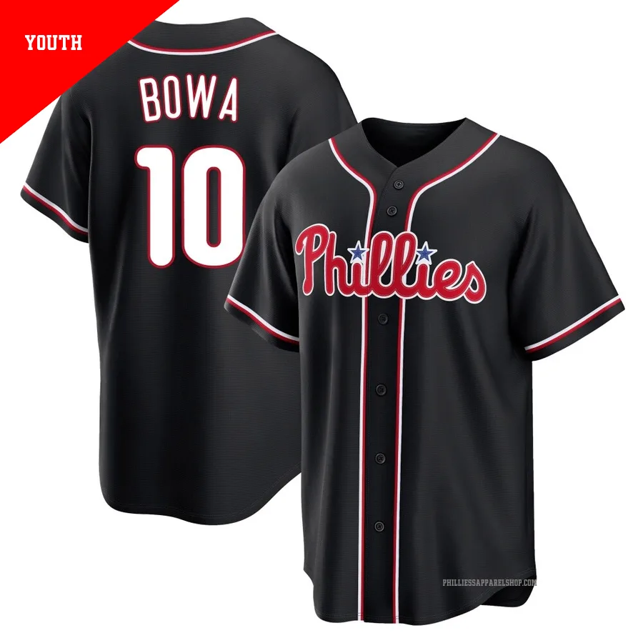 Philadelphia Phillies ＃10 Larry Bowa Youth Black Replica Fashion Out Jersey