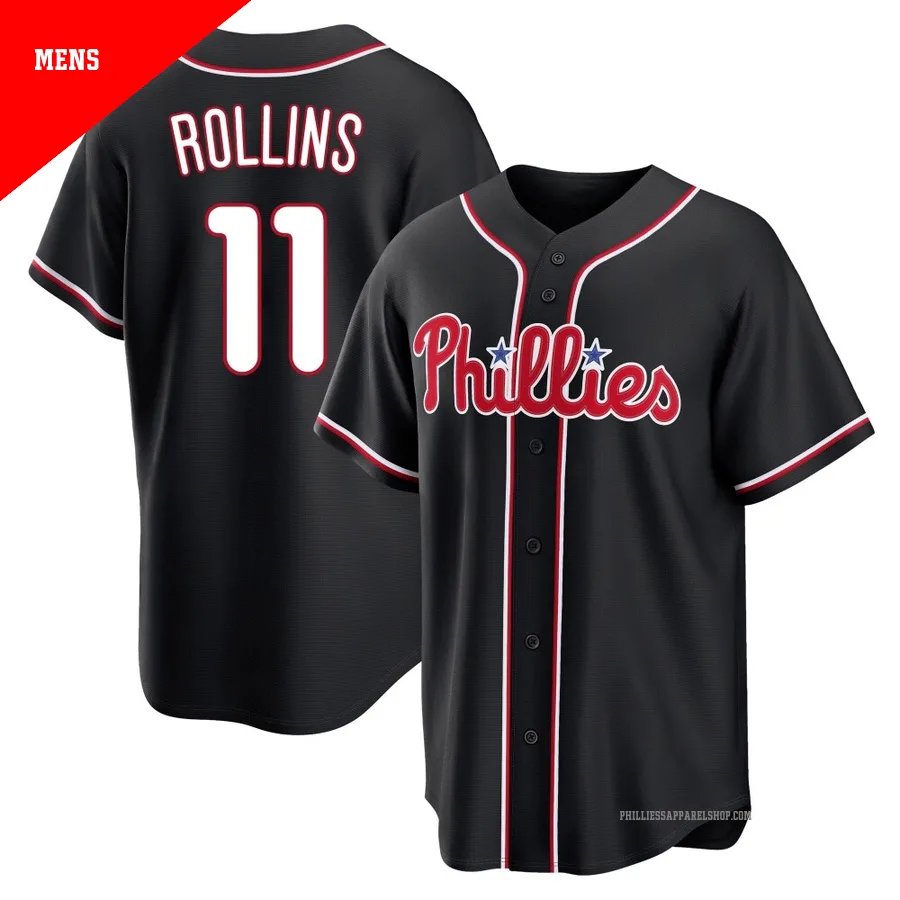 Philadelphia Phillies ＃11 Jimmy Rollins Men's Black Replica Fashion Out Jersey