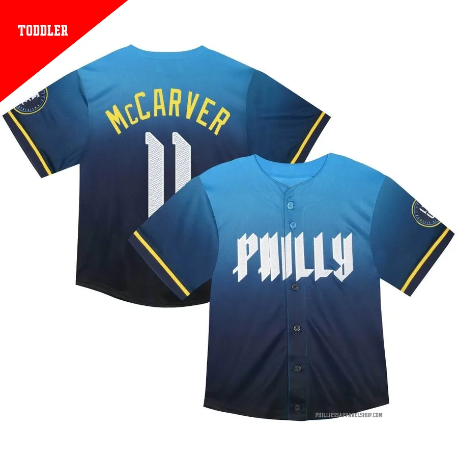 Philadelphia Phillies ＃11 Tim McCarver Men's Blue Limited Toddler 2024 City Connect Jersey