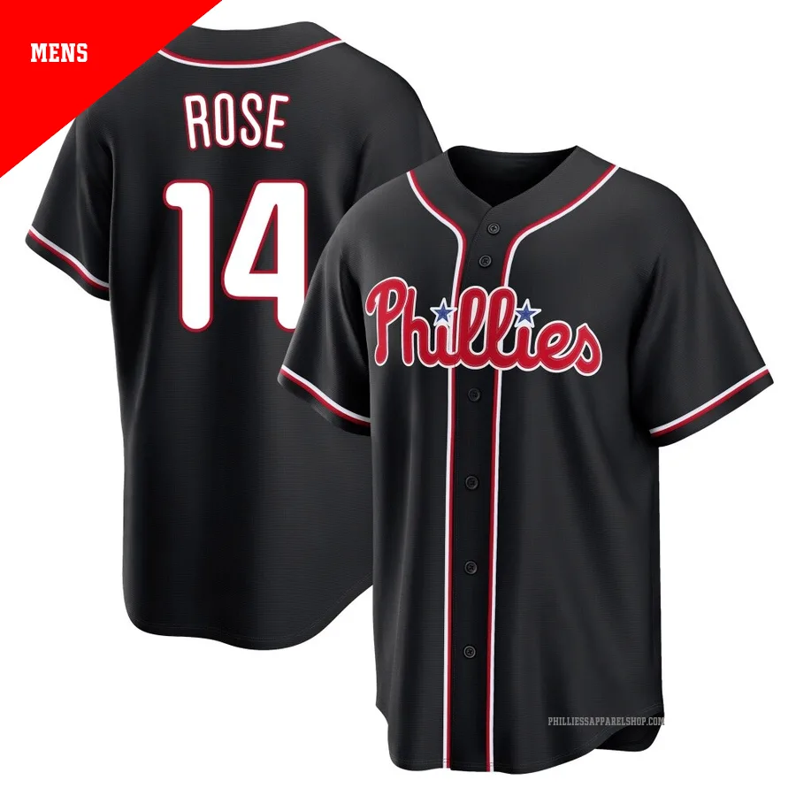 Philadelphia Phillies ＃14 Pete Rose Men's Black Replica Fashion Out Jersey