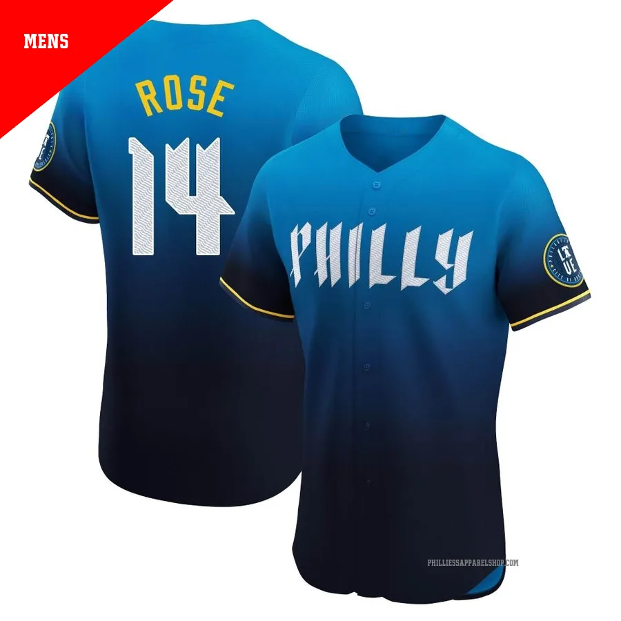 Philadelphia Phillies ＃14 Pete Rose Men's Blue Elite 2024 City Connect Jersey