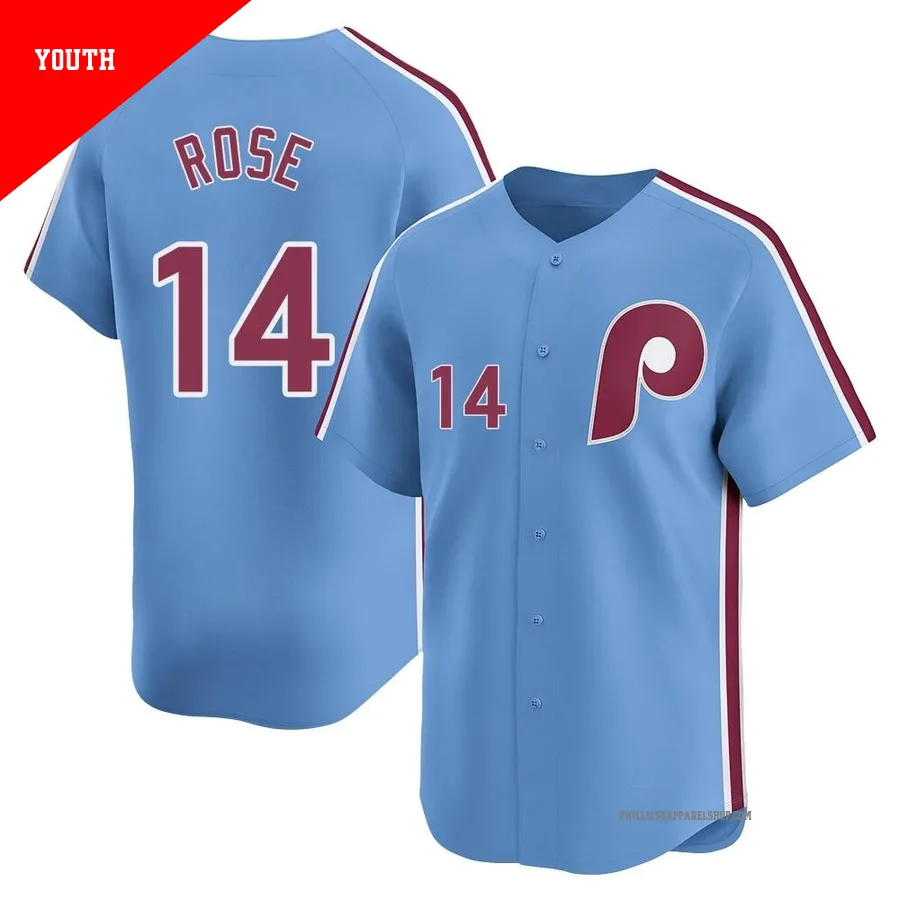 Philadelphia Phillies ＃14 Pete Rose Youth Light Blue Limited Alternate Jersey