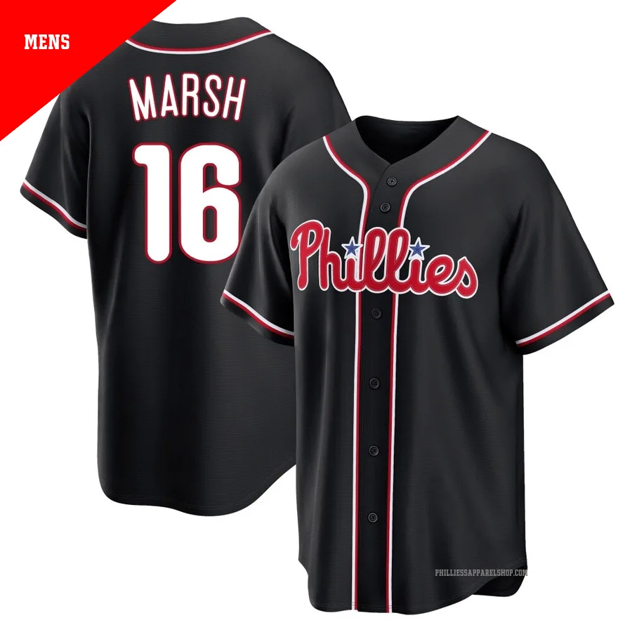 Philadelphia Phillies ＃16 Brandon Marsh Men's Black Replica Fashion Out Jersey