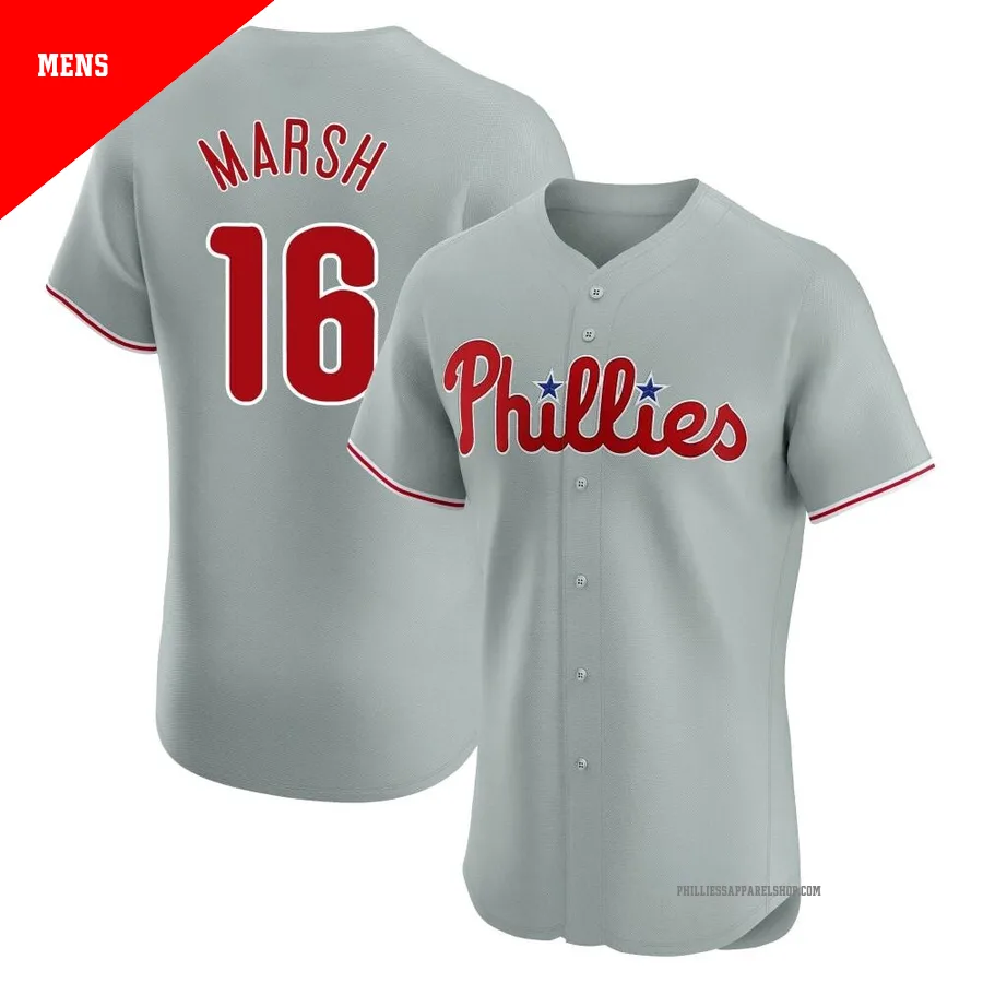 Philadelphia Phillies ＃16 Brandon Marsh Men's Gray Elite Road Jersey