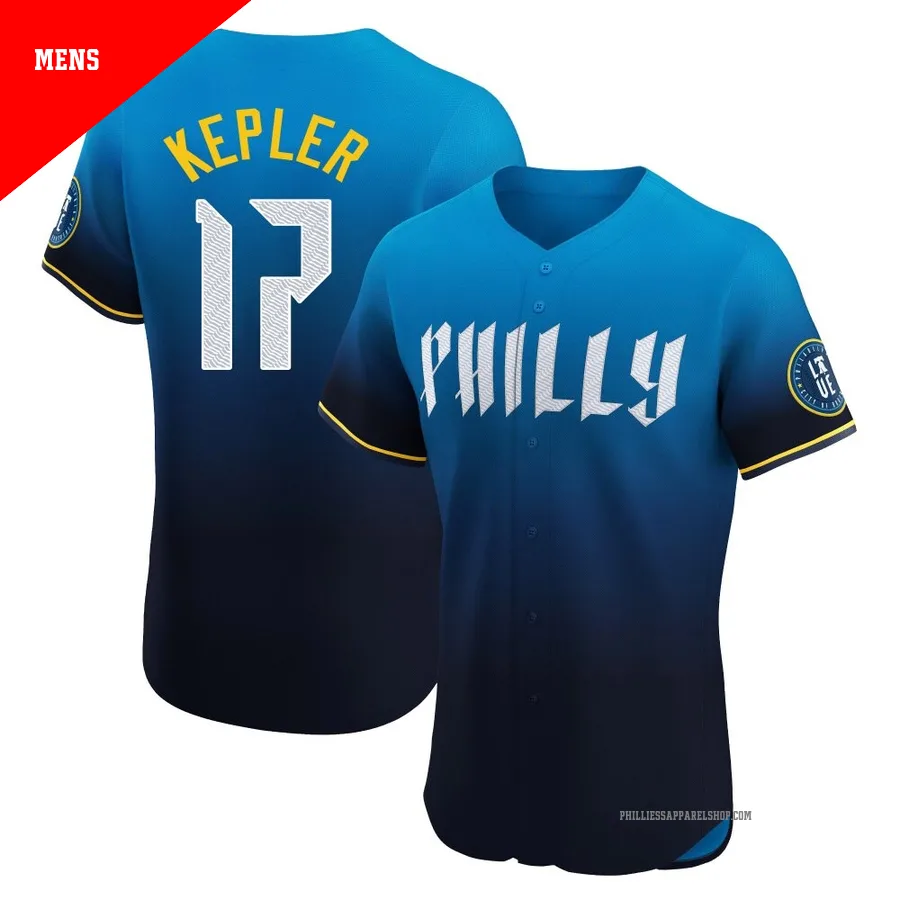 Philadelphia Phillies ＃17 Max Kepler Men's Blue Elite 2024 City Connect Jersey