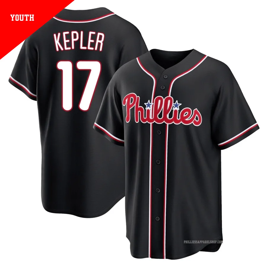 Philadelphia Phillies ＃17 Max Kepler Youth Black Replica Fashion Out Jersey