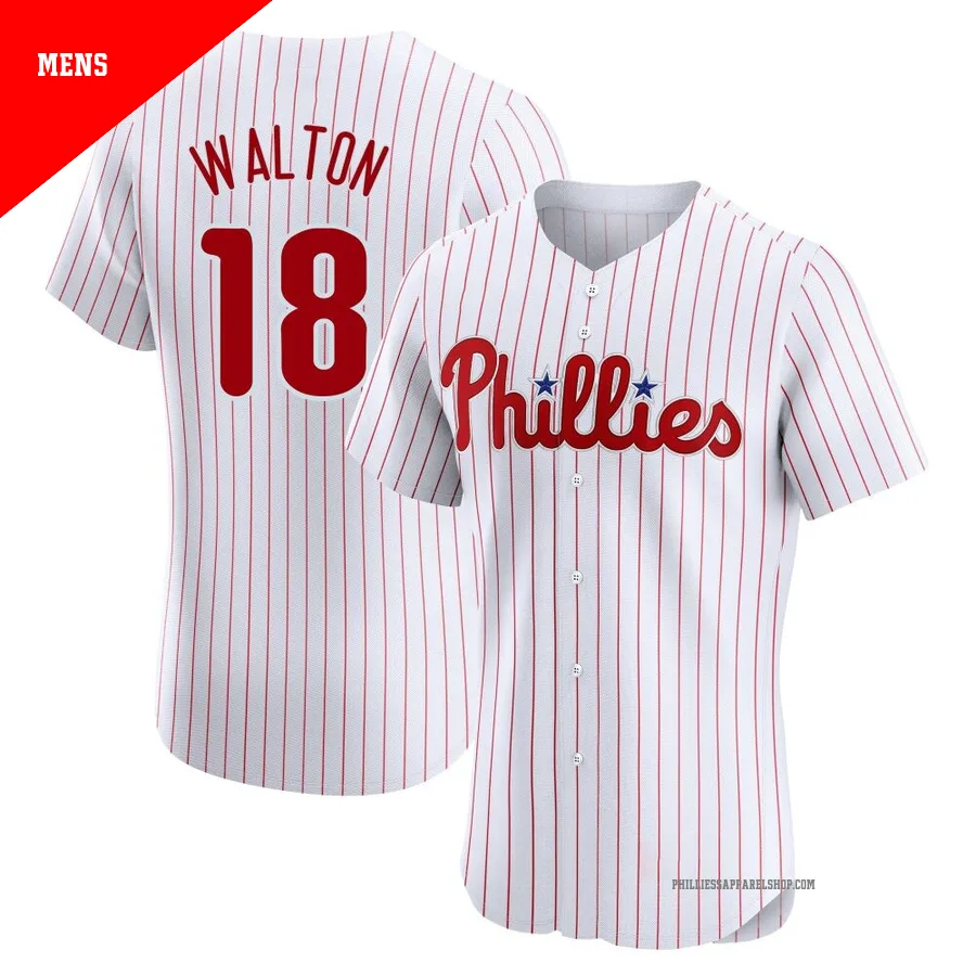 Philadelphia Phillies ＃18 Donovan Walton Men's White Elite Home Jersey