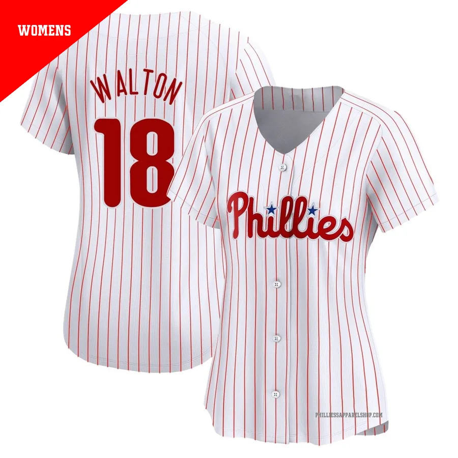 Philadelphia Phillies ＃18 Donovan Walton Women's White Limited Home Jersey