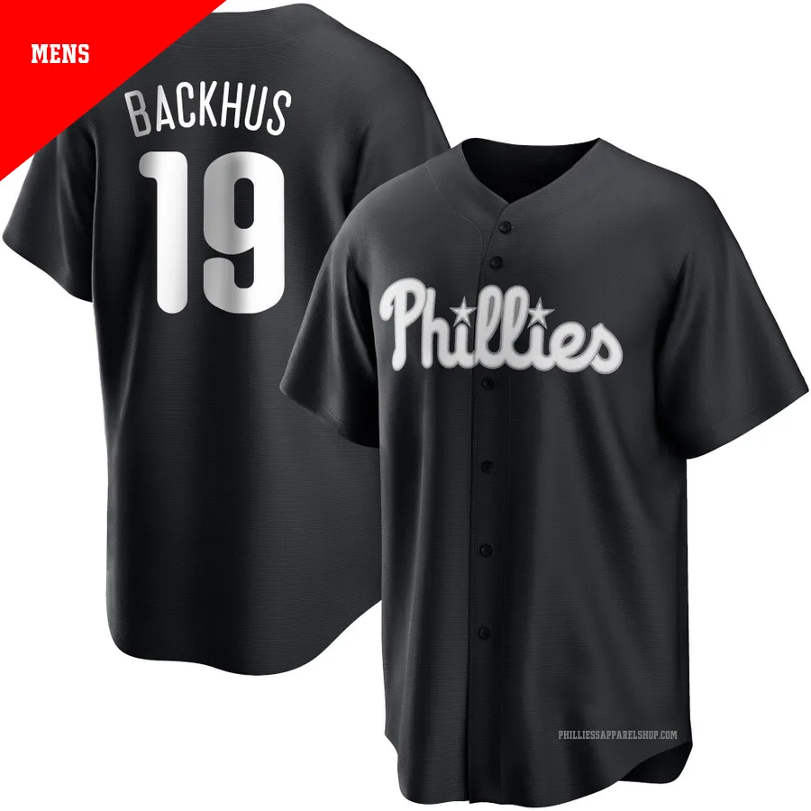 Philadelphia Phillies ＃19 Kyle Backhus Men's Black/White Replica Jersey