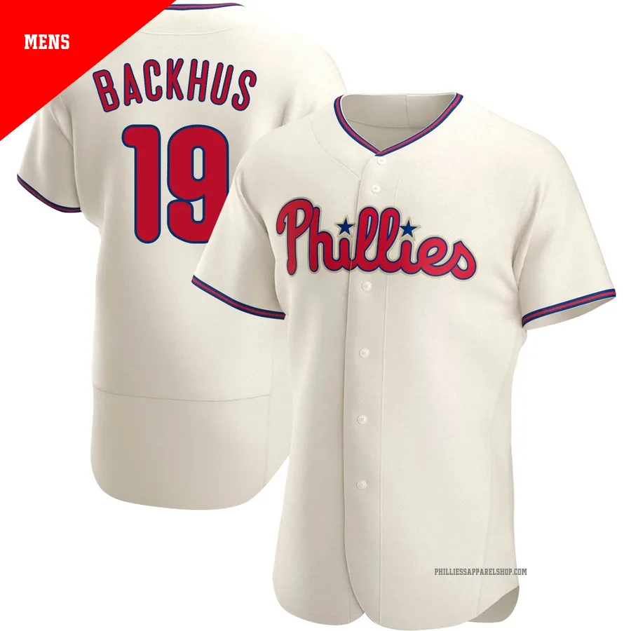 Philadelphia Phillies ＃19 Kyle Backhus Men's Cream Authentic Alternate Jersey