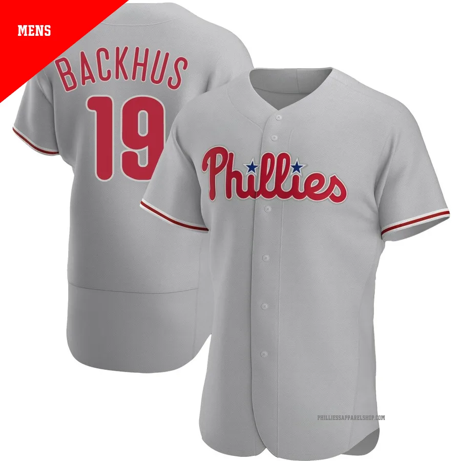 Philadelphia Phillies ＃19 Kyle Backhus Men's Gray Authentic Road Jersey