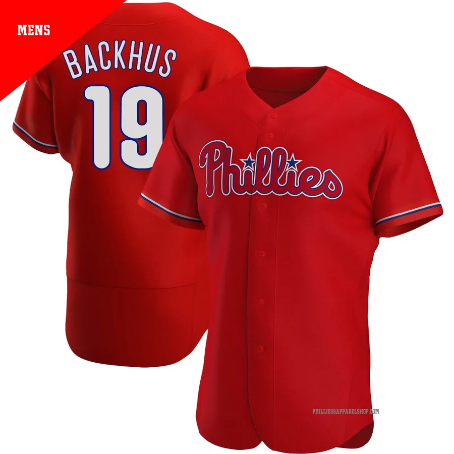 Philadelphia Phillies ＃19 Kyle Backhus Men's Red Authentic Alternate Jersey