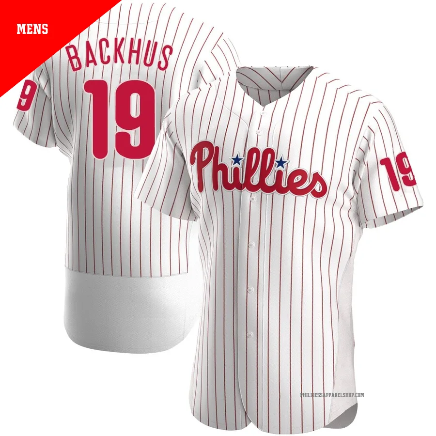 Philadelphia Phillies ＃19 Kyle Backhus Men's White Authentic Home Jersey