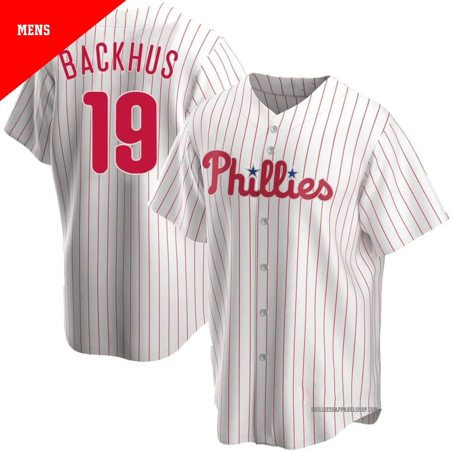 Philadelphia Phillies ＃19 Kyle Backhus Men's White Replica Home Jersey