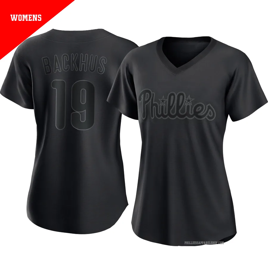 Philadelphia Phillies ＃19 Kyle Backhus Women's Black Authentic Pitch Fashion Jersey