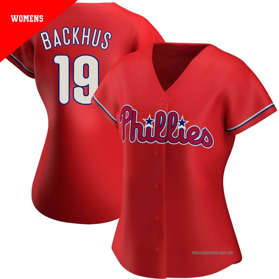 Philadelphia Phillies ＃19 Kyle Backhus Women's Red Authentic Alternate Jersey
