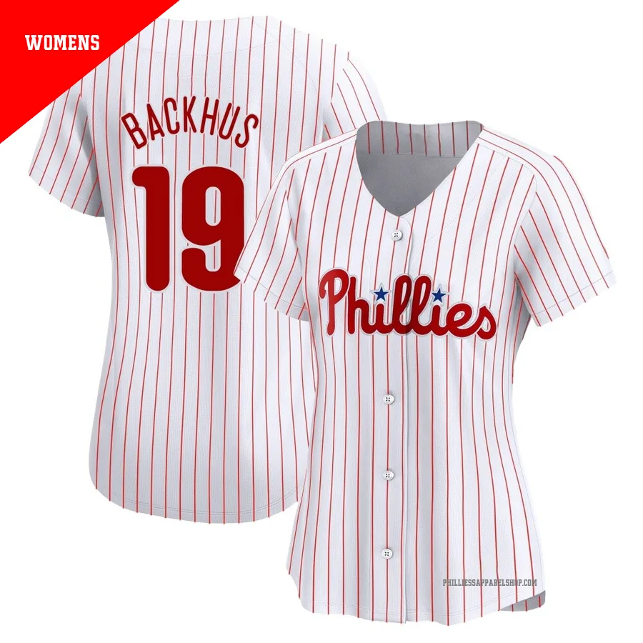 Philadelphia Phillies ＃19 Kyle Backhus Women's White Limited Home Jersey