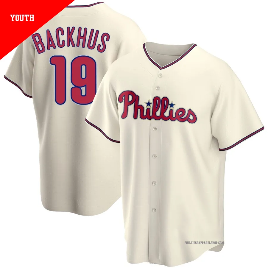 Philadelphia Phillies ＃19 Kyle Backhus Youth Cream Replica Alternate Jersey