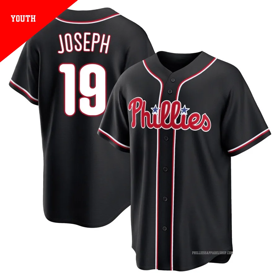 Philadelphia Phillies ＃19 Tommy Joseph Youth Black Replica Fashion Out Jersey