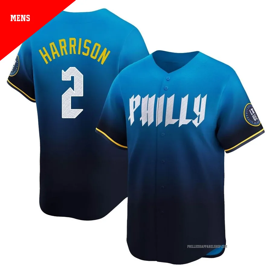 Philadelphia Phillies ＃2 Josh Harrison Men's Blue Limited 2024 City Connect Jersey
