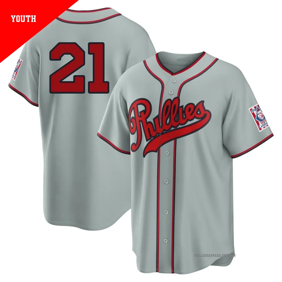 Philadelphia Phillies ＃21 Garrett Stubbs Youth Gray Limited Stadium 2026 Field Of Dreams Jersey