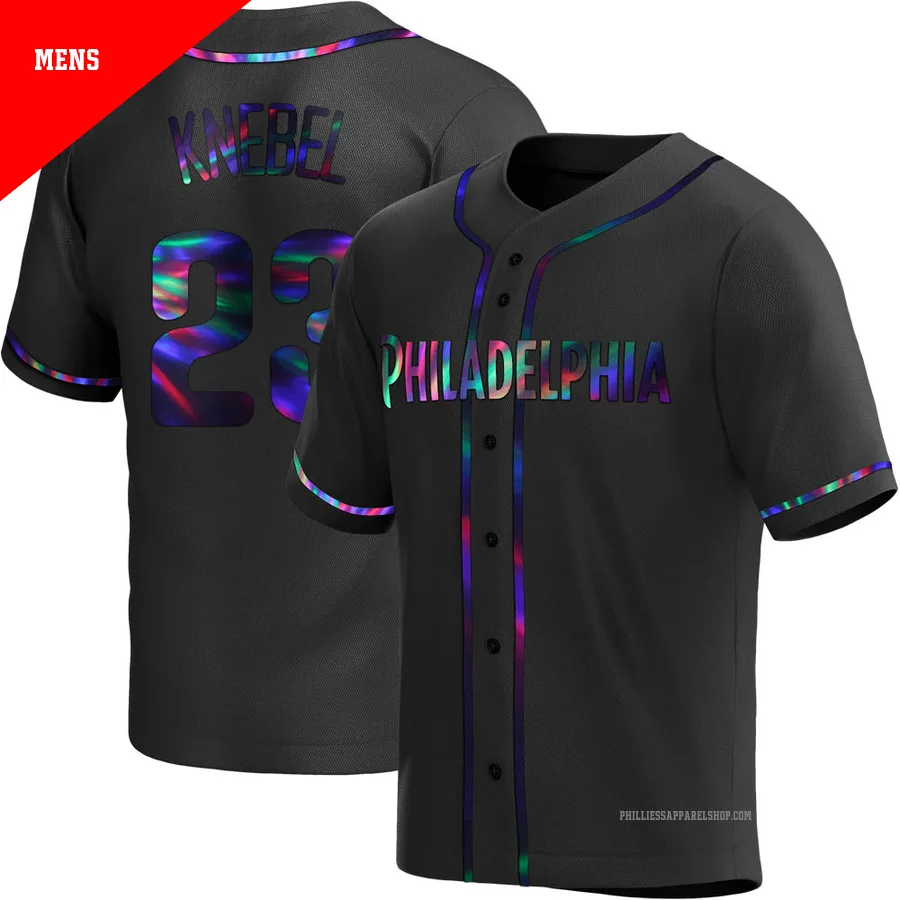 Philadelphia Phillies ＃23 Corey Knebel Men's Black Replica Holographic Alternate Jersey