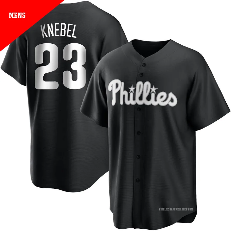 Philadelphia Phillies ＃23 Corey Knebel Men's Black/White Replica Jersey