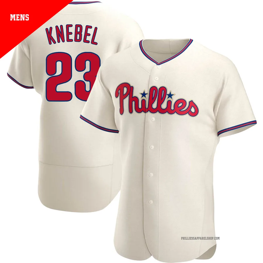 Philadelphia Phillies ＃23 Corey Knebel Men's Cream Authentic Alternate Jersey