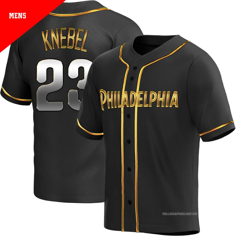 Philadelphia Phillies ＃23 Corey Knebel Men's Gold Replica Black en Alternate Jersey