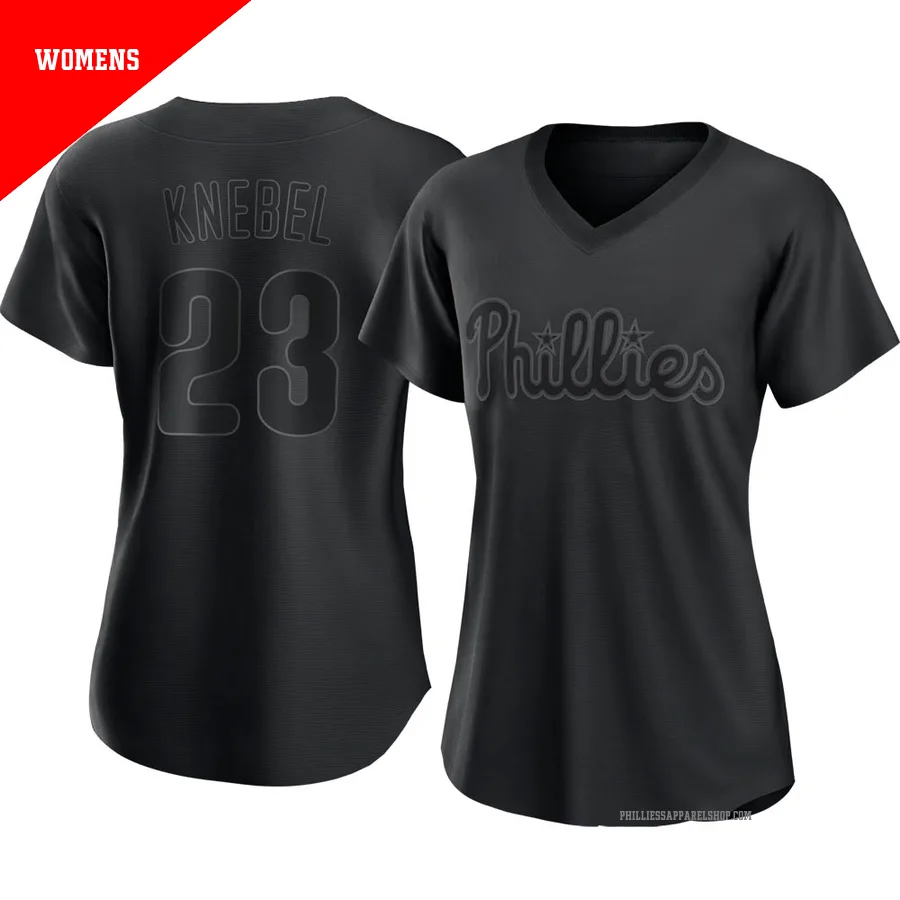 Philadelphia Phillies ＃23 Corey Knebel Women's Black Authentic Pitch Fashion Jersey