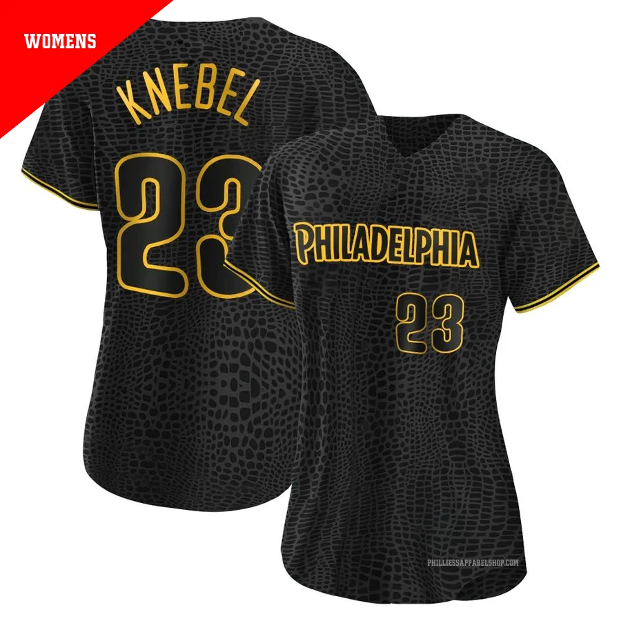 Philadelphia Phillies ＃23 Corey Knebel Women's Black Authentic Snake Skin City Jersey
