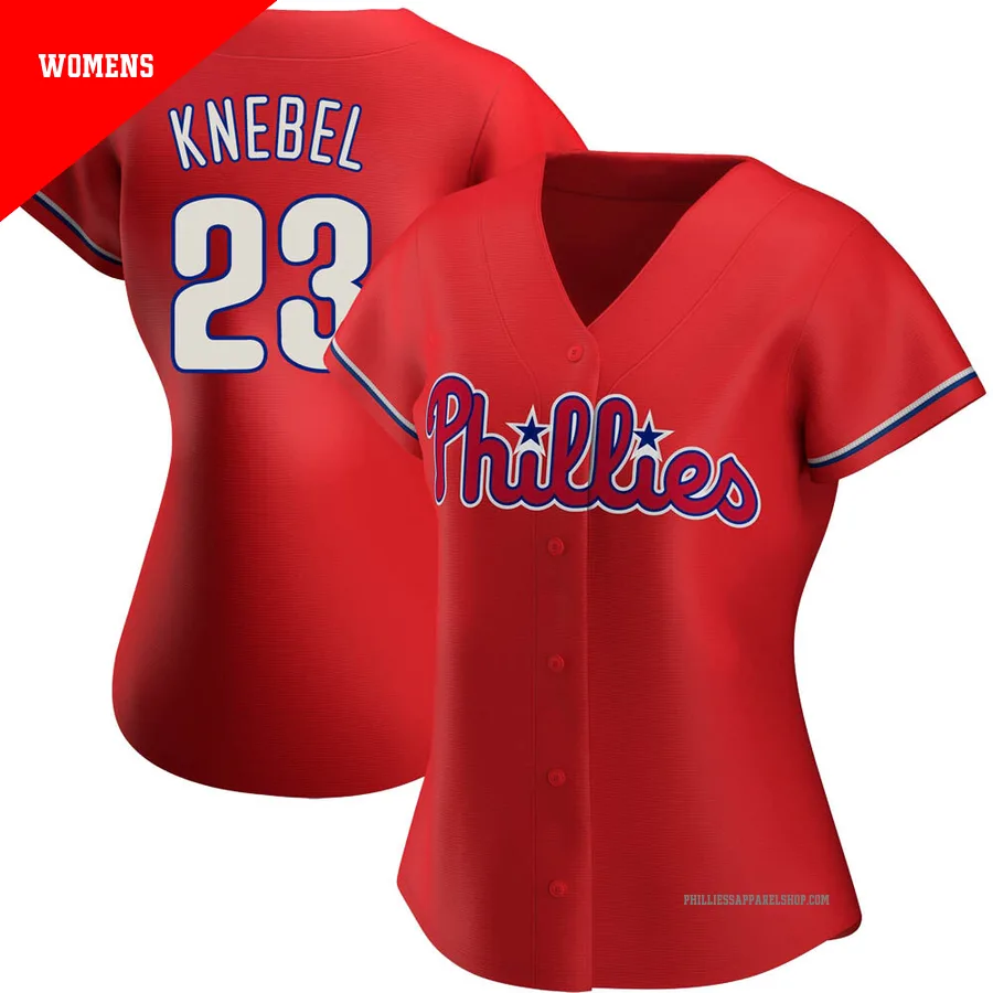 Philadelphia Phillies ＃23 Corey Knebel Women's Red Authentic Alternate Jersey