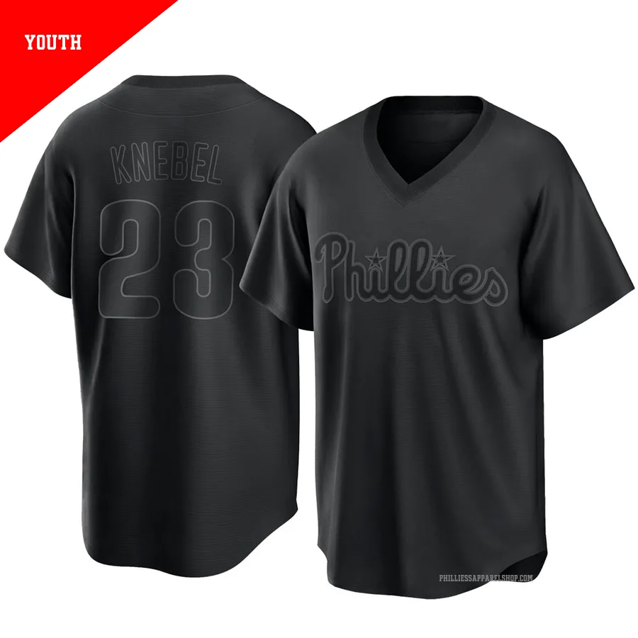 Philadelphia Phillies ＃23 Corey Knebel Youth Black Replica Pitch Fashion Jersey