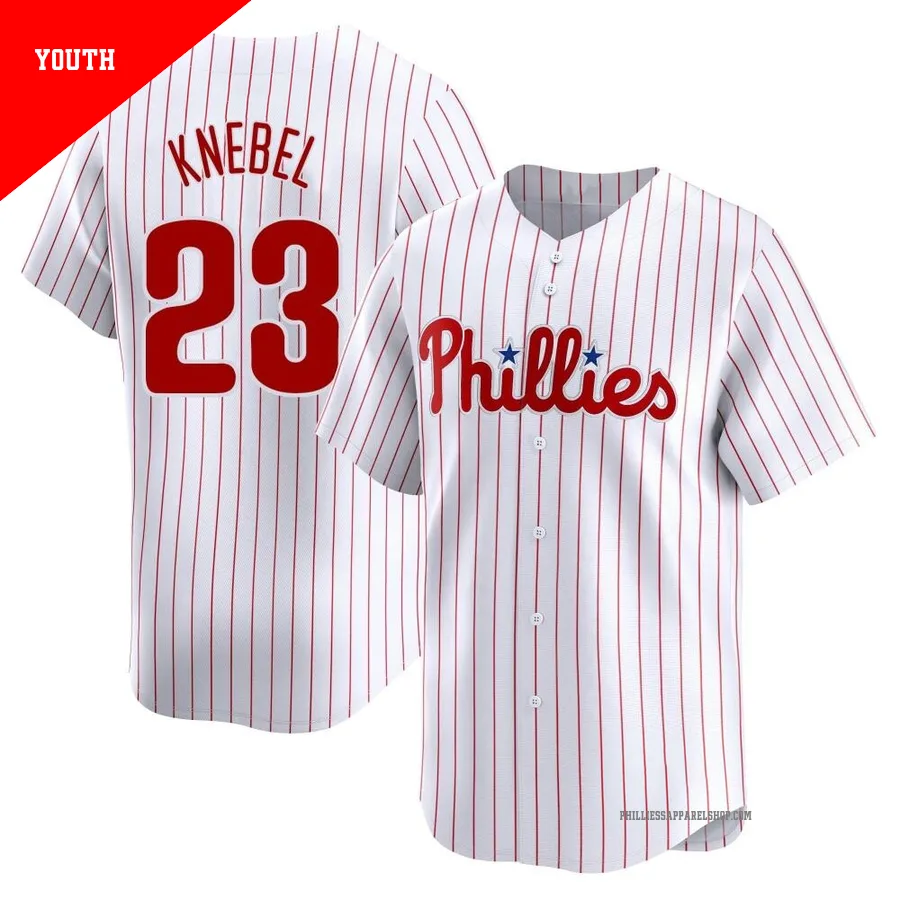 Philadelphia Phillies ＃23 Corey Knebel Youth White Limited Home Jersey