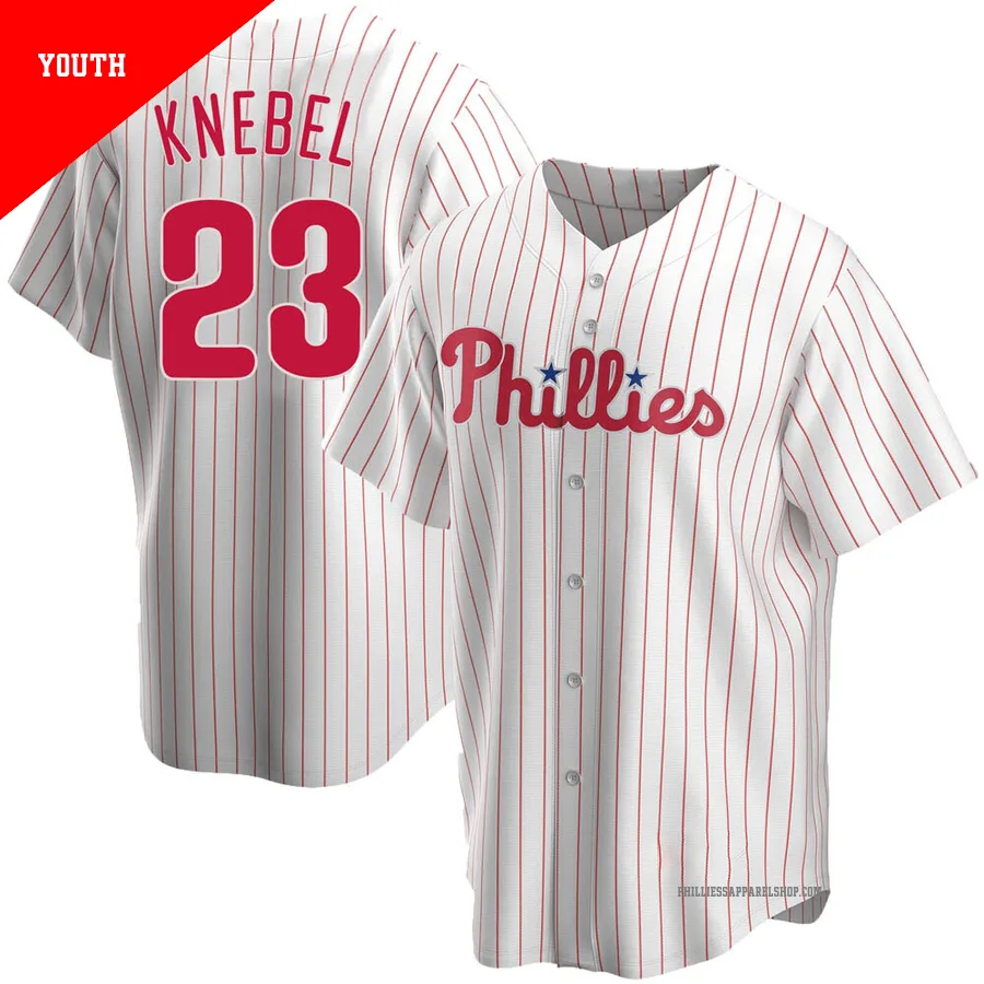 Philadelphia Phillies ＃23 Corey Knebel Youth White Replica Home Jersey