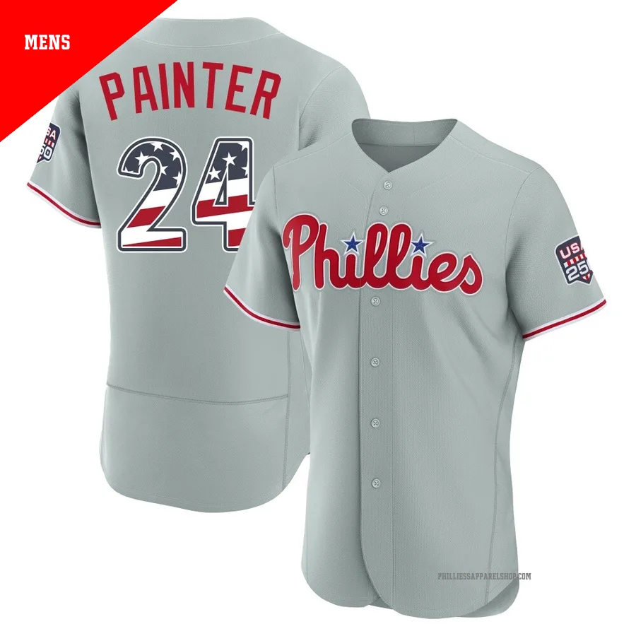Philadelphia Phillies ＃24 Andrew Painter Men's Gray Authentic USA 250 Fourth Of July Road Stadium Jersey