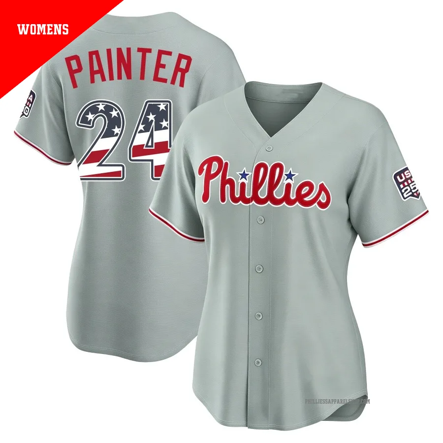 Philadelphia Phillies ＃24 Andrew Painter Women's Gray Limited USA 250 Fourth Of July Road Stadium Jersey