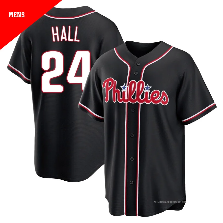 Philadelphia Phillies ＃24 Darick Hall Men's Black Replica Fashion Out Jersey