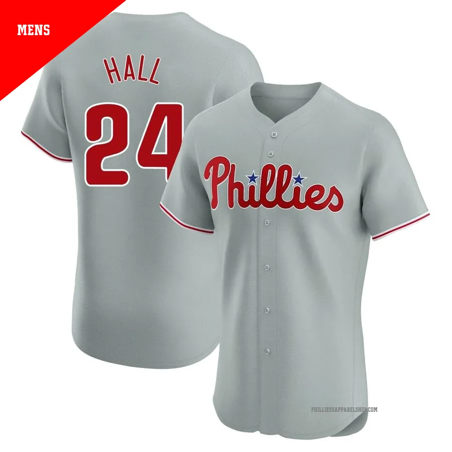 Philadelphia Phillies ＃24 Darick Hall Men's Gray Elite Road Jersey