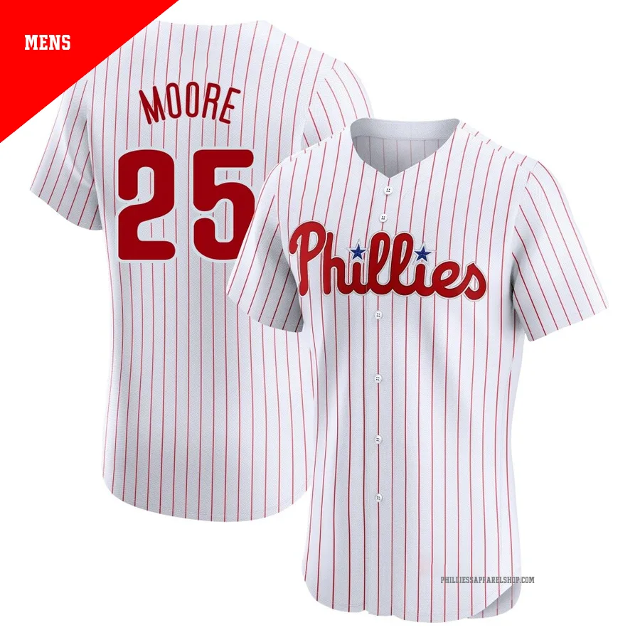 Philadelphia Phillies ＃25 Dylan Moore Men's White Elite Home Jersey