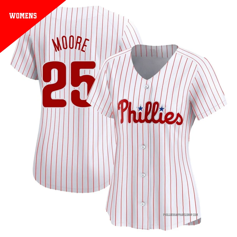 Philadelphia Phillies ＃25 Dylan Moore Women's White Limited Home Jersey