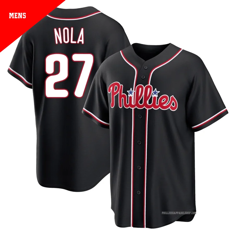 Philadelphia Phillies ＃27 Aaron Nola Men's Black Replica Fashion Out Jersey
